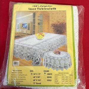 Lace Tablecloth 100% Polyester White 54 x 72